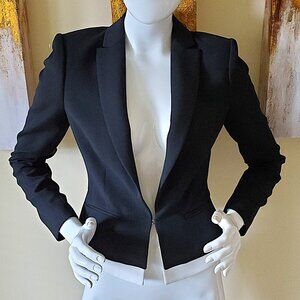 BCBGMAXAZRA Black/White Trim Spencer Blazer Jacket SZ XS